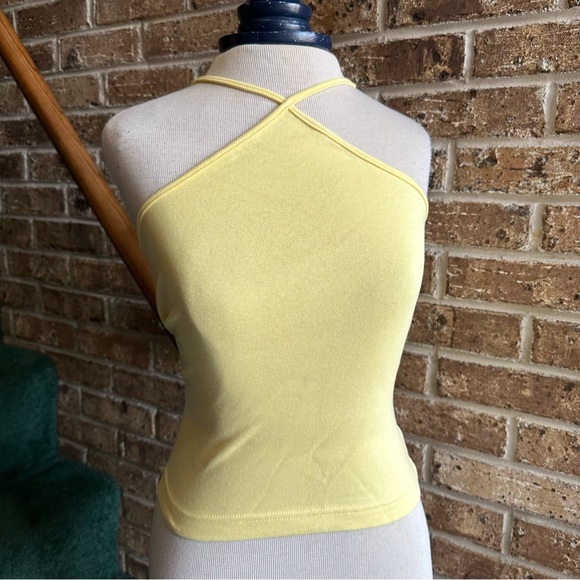 VTG 90s Y2K Dead-stock Light Yellow Halter Criss-cross Tank Top NWT - Picture 1 of 4